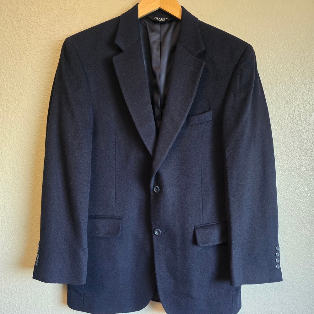 Jos A Bank Mens 38R Navy Blue 100% Cashmere 2 Button Sport Coat Blazer Mexico